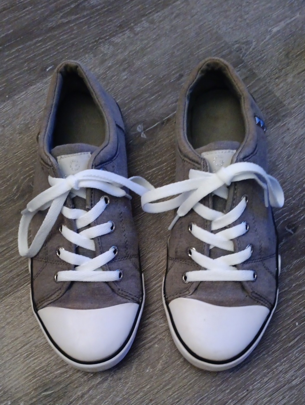Guess Gray Canvas Sneakers with White Toe Cap and Laces
